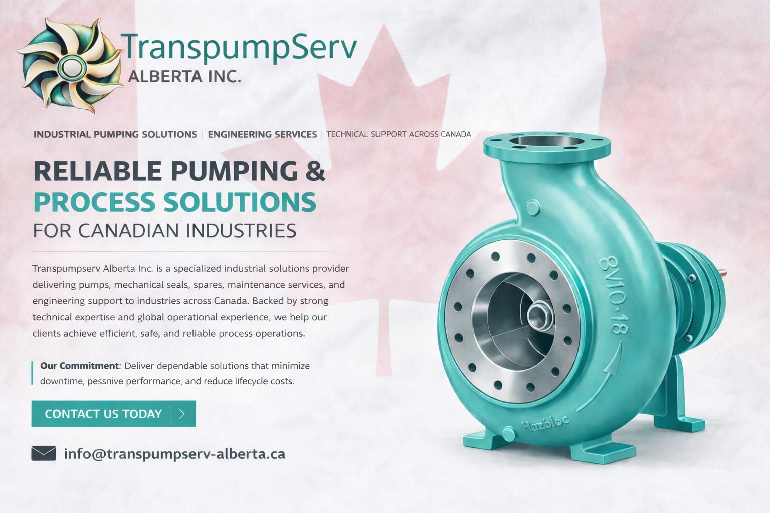 Industrial centrifugal pump for process solutions in Canada